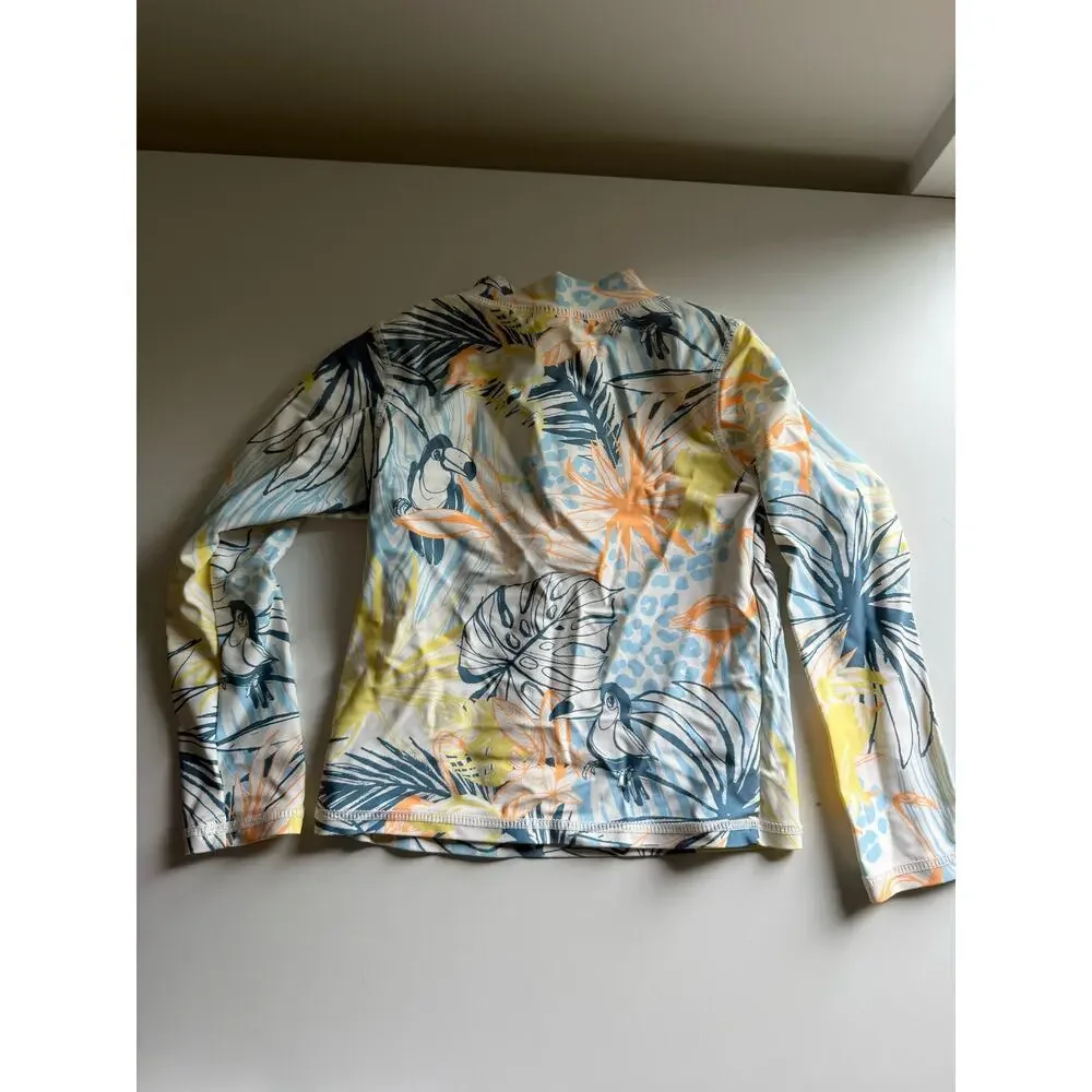$30 Ruffle Butts Birds of Paradise Long Sleeve Rash Guard Swim - 4T
